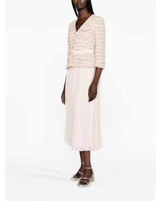 Self-Portrait Natural Fully-Pleated Flared Dress