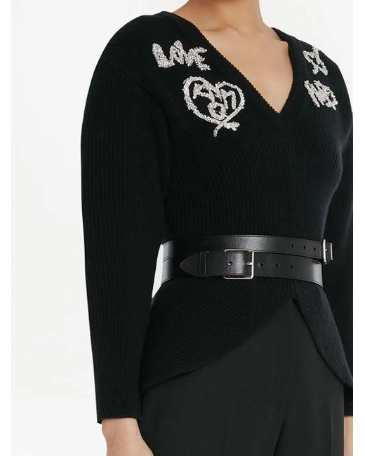 Alexander McQueen Black Oberteil Mit Gürtel