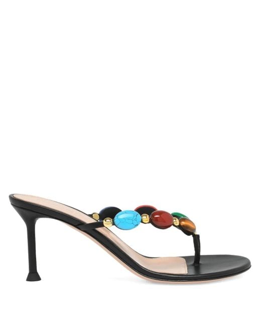 Gianvito Rossi Women's Black 70Mm Shanti Embellished Heeled Sandals