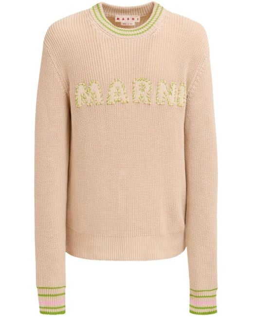 Marni Natural Logo-embroidery Cotton Jumper for men