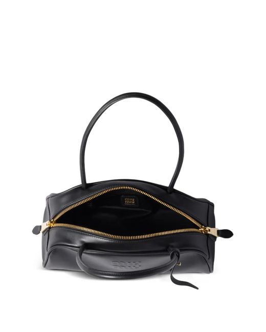 Miu Miu Black Beau Embossed-Logo Shoulder Bag