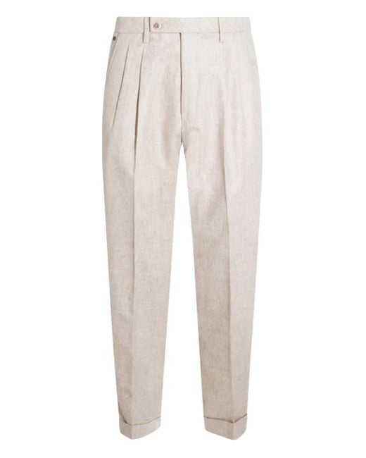 GTA IL PANTALONE White Pleated Virgin-Wool Trousers for men