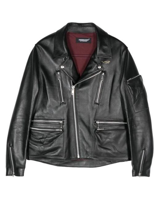 Undercover Black Leather Biker Jacket for men