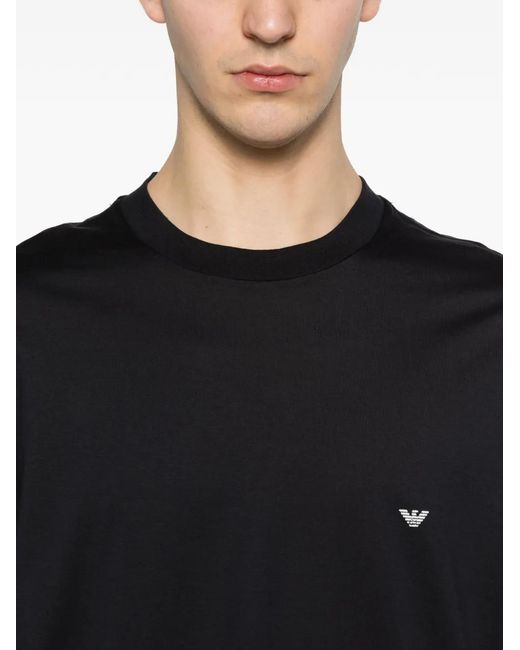 Emporio Armani Black Crew Neck T-Shirt With Logo Print for men