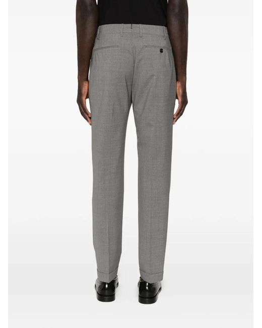 Berwich Gray Pleated Side-Adjuster Trousers for men