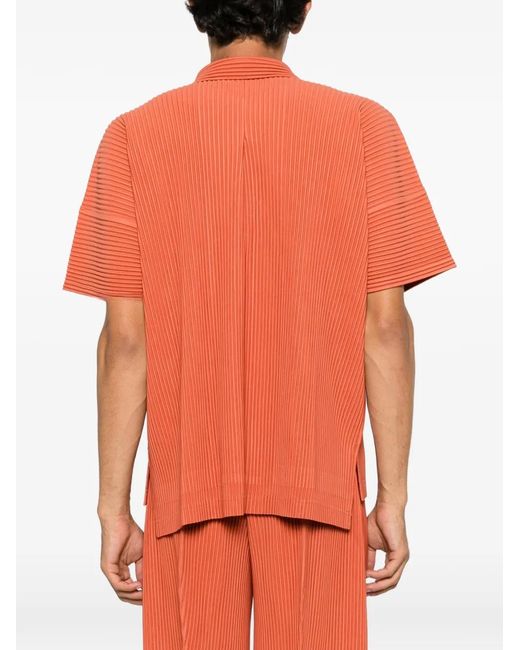 Homme Plissé Issey Miyake Orange Pleated Short-Sleeve Shirt for men