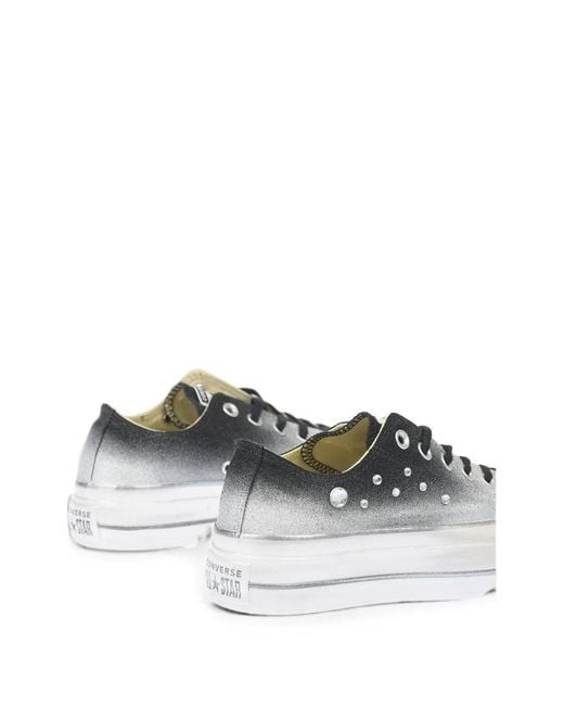 Converse White Glitter-Effect Sneakers