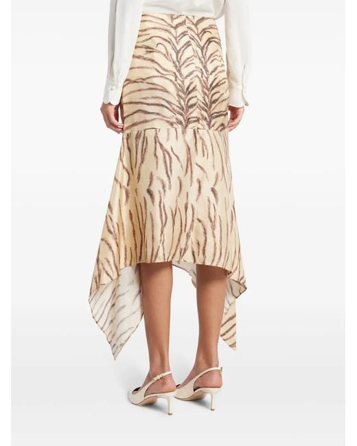 Stella McCartney Natural Tiger-Print Midi Skirt