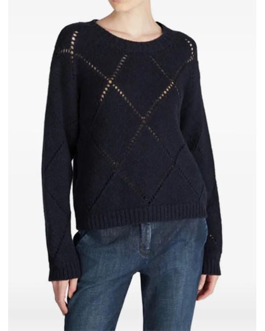 Zanone Blue Diamond-Pattern Sweater