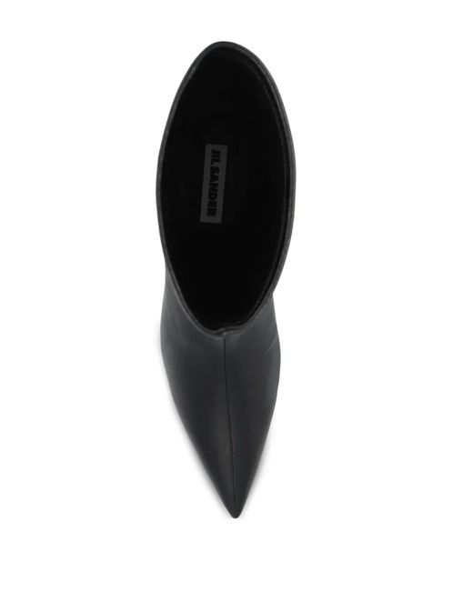 Jil Sander Black Pointed-Toe Leather Boots