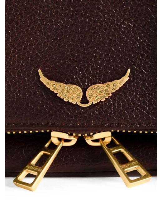 Zadig & Voltaire Brown Mini Rock Grained Leather Clutch Bag