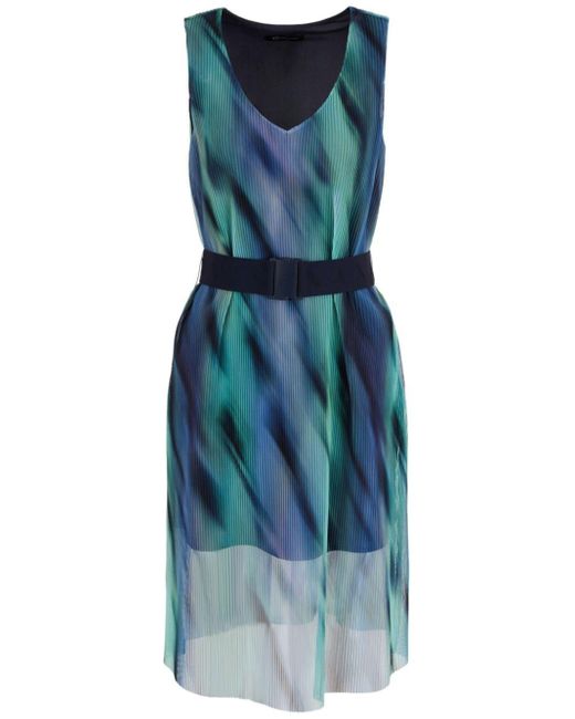 Armani Exchange Blue Graphic-print Belted Minidress
