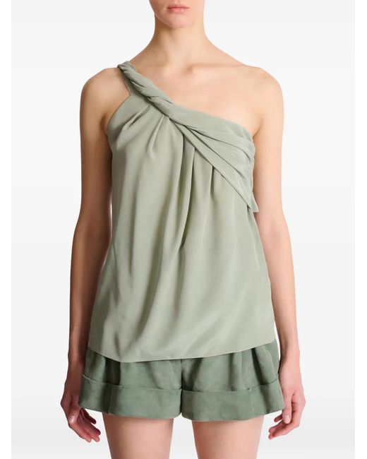 Balmain Green One-Shoulder Blouse