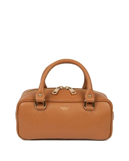 Avenue Brown Double-Zip Top-Handle Bag