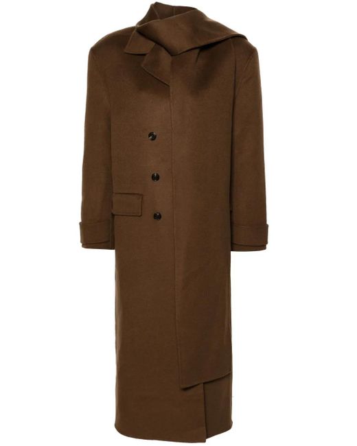 Sandro Brown Double-Breasted Wool Coat