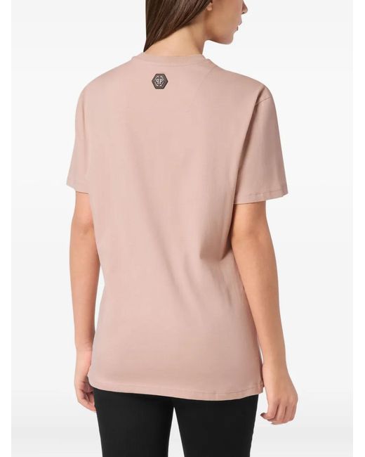 Philipp Plein Pink 'Vintage Racing Strass' Fit T-Shirt
