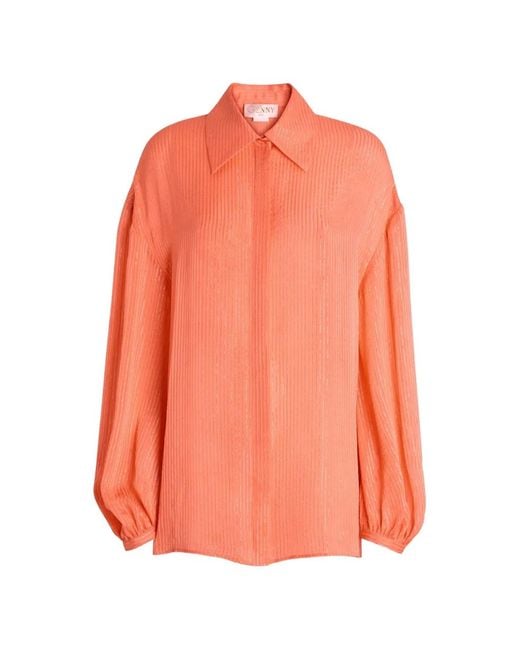Genny Orange Balloon-Sleeve Top