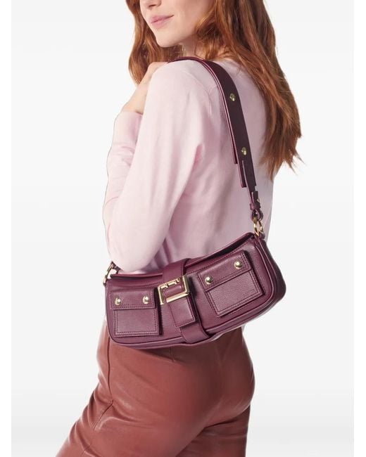 Lancel Purple Small Multipocket Leather Shoulder Bag