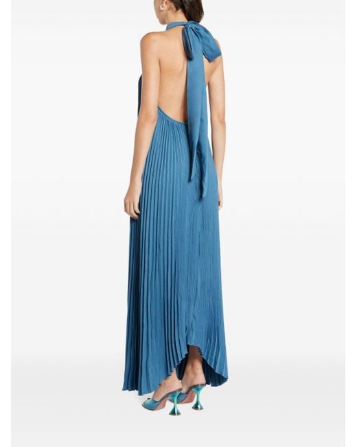 L'idée Blue Olympia Halterneck Dress