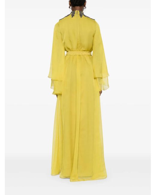 Jean Louis Sabaji Yellow Embellished Maxi Dress