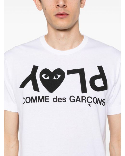 T-shirt con stampa di COMME DES GARÇONS PLAY in White da Uomo
