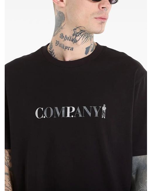 C P Company Black 30/1 Jersey Short-Sleeve Chest Logo T-Shirt for men