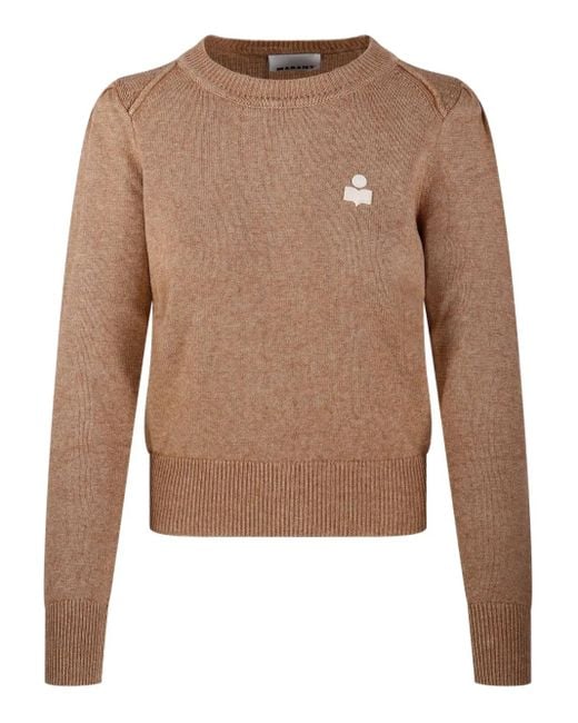 Isabel Marant Brown Crew-Neck Logo Sweater