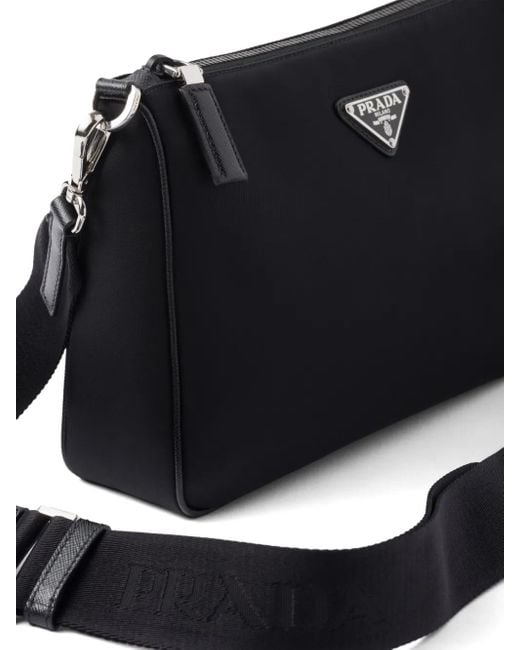 Prada Black Re-Nylon Leather And Nylon Shoulder Bag for men