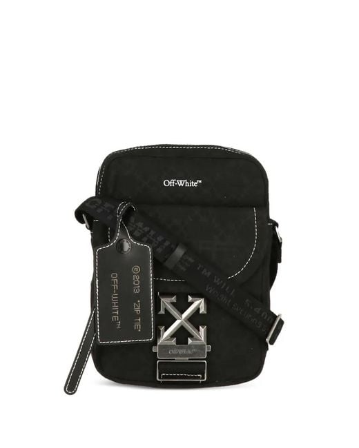 Off-White c/o Virgil Abloh Black Arrows-Plaque Zip Tie Crossbody Bag for men