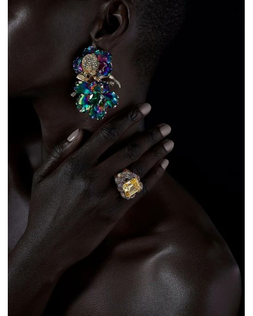 Anabela Chan Green 18Kt Magnolia Multi-Stone Earrings
