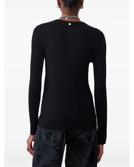Liu Jo Black Wool Sweater With V-Neck