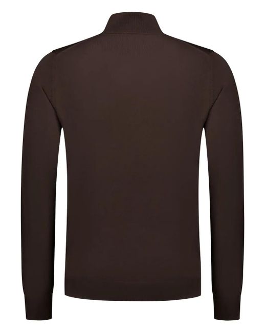 Zanone Brown Half-Zip Sweater for men