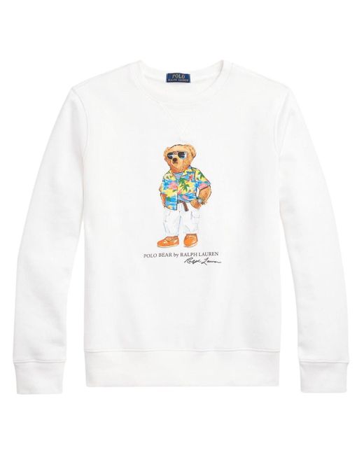 Sweat à imprimé Teddy Bear Polo Ralph Lauren pour homme en coloris White