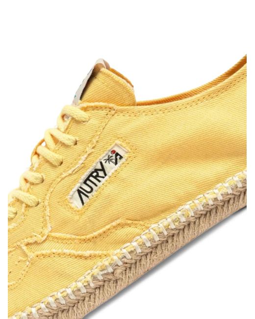 Loew Anagram Yellow Brown Leather And Canvas Espadrille Sandals