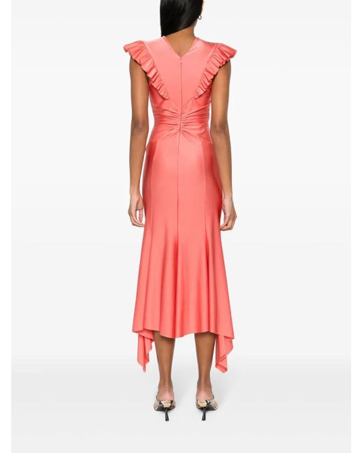 Philosophy Di Lorenzo Serafini Pink Ruffled Midi Dress