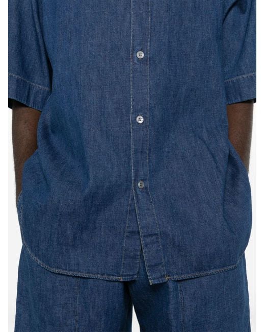 Studio Nicholson Blue Short-sleeves Denim Shirt for men