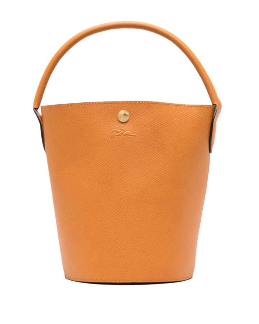 Longchamp Orange Small Épure Leather Bucket Bag