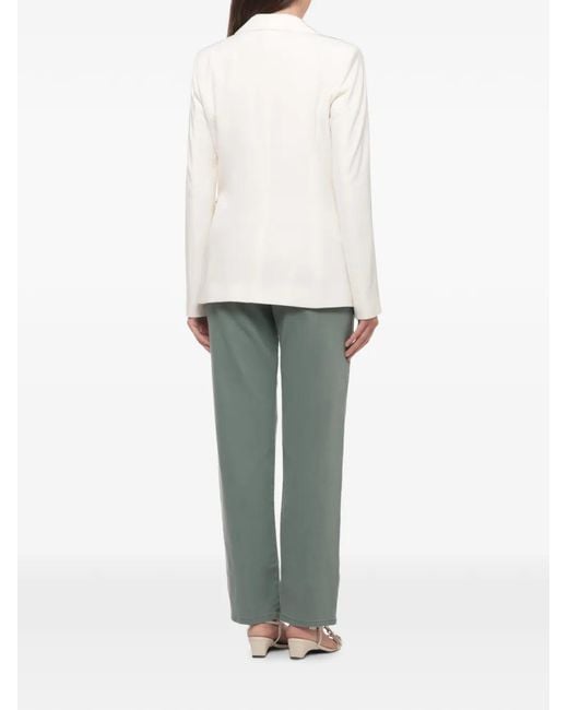 Emme White Notched-Lapels Single-Breasted Blazer