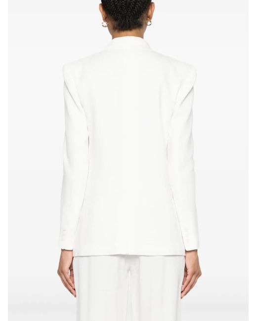 Elisabetta Franchi White Linen Blend Double-Breasted Jacket
