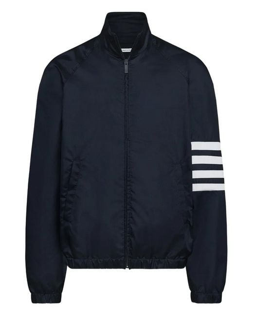 Thom Browne Blue Shiny Ripstop Raglan 4-Bar Track Jacket for men