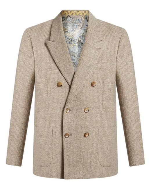 Etro Natural Double Breasted Wool Blazer for men