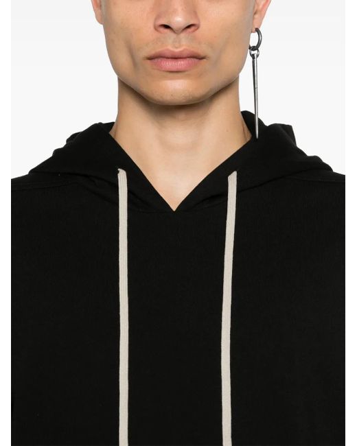 Rick Owens Black Slouchy Drawstring Hoodie For for men