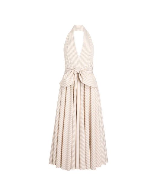 Patou White Halterneck Knot Midi Dress