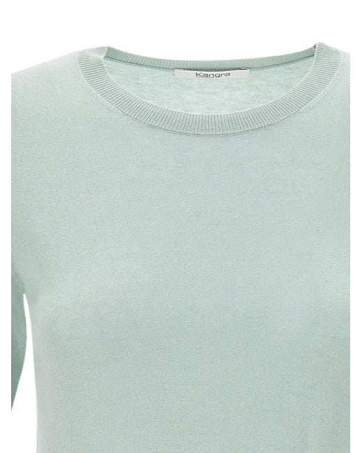 Kangra Blue Short-Sleeve Ribbed-Trim T-Shirt