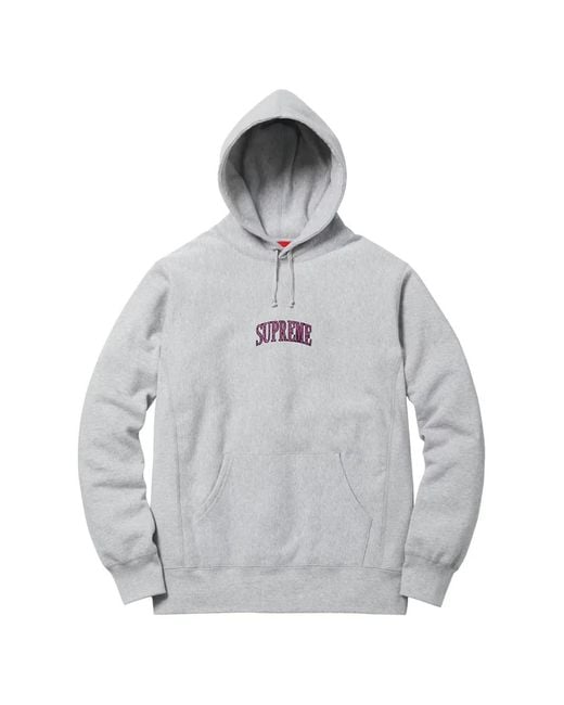 Supreme Gray Glitter Arc Logo-Detail Hoodie for men