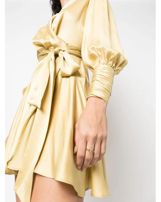 Zimmermann Yellow Silk Wrap Mini Dress