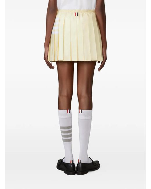 Thom Browne Natural 4-Bar Drawstring Pleated Mini Skirt