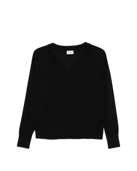 Marella Black V-Neck Long-Sleeve Sweater