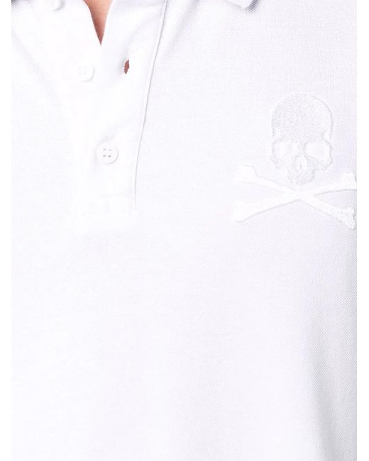 Philipp Plein White Logo Embroidered Polo Shirt for men