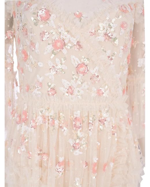 shimmer ditsy long sleeve dress NWT Needle & Thread Embroidered Shimmer Ditsy Dress Frost Blue 6